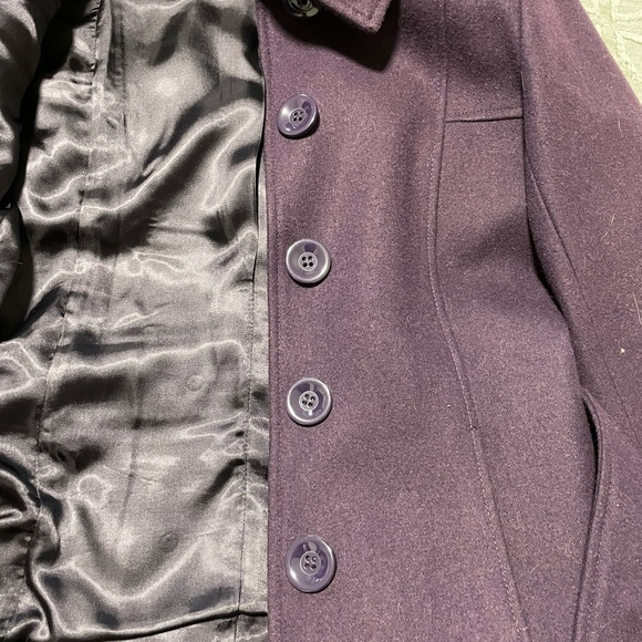 RW&CO Deep Purple Wool Blend Pea Coat with Belt ~ size Small - Picture 8 of 14